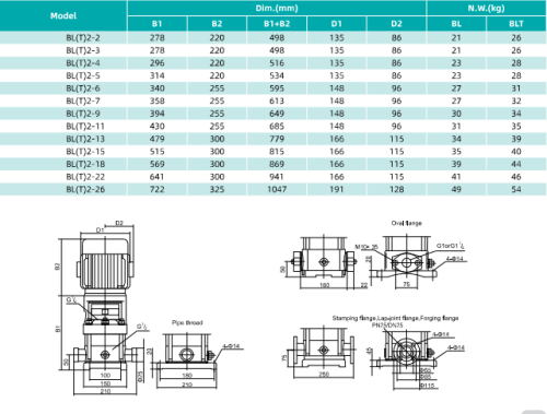 Насос BL2-9, 1,1 кВт,  380 В, 50 гц, 32, нерж., 68 С, SHIMGE