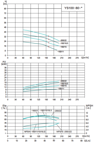 Насос YS100-80-200/22, 22 кВт, 380 В, DN100, нерж, 100 С, SHIMGE
