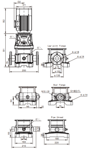 Насос ALT5-20-3, 3 кВт, 380 В, DN32, нерж/чугун, 68 С, SHIMGE
