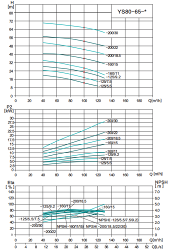 Насос YS80-65-200/22, 22 кВт, 380 В, DN80, нерж, 100 С, SHIMGE